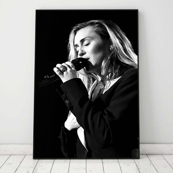 Miley Cyrus Poster, Miley Cyrus print, music art print, black and white poster, music poster, Miley Cyrus wall art, trendy wall art