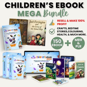150 livres numériques pour enfants DPP personnalisés avec couvertures modifiables | Revendez avec MRR pour un profit de 100 % | Parfait pour les boutiques numériques