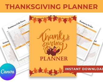 Printable Thanksgiving Planner, Thanksgiving Meal Planning, Thanksgiving To Do List, Thanksgiving Planner Inserts Printable