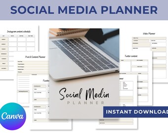 Printable Social Media Content Planner PDF, Ready to print Instagram Posts planner, Content Planner Editable in Canva