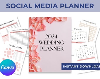 Printable Wedding Planner Editable in Canva, Wedding Plan Bundle PDF, Wedding Planning Book, Wedding Day Schedule