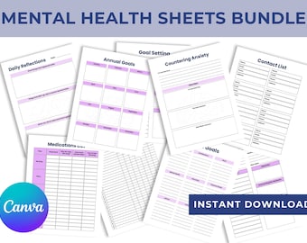 Printable Mental Health Checklist for Adults, Daily Mood Tracker pdf, mindfulness worksheet, Therapist Worksheet
