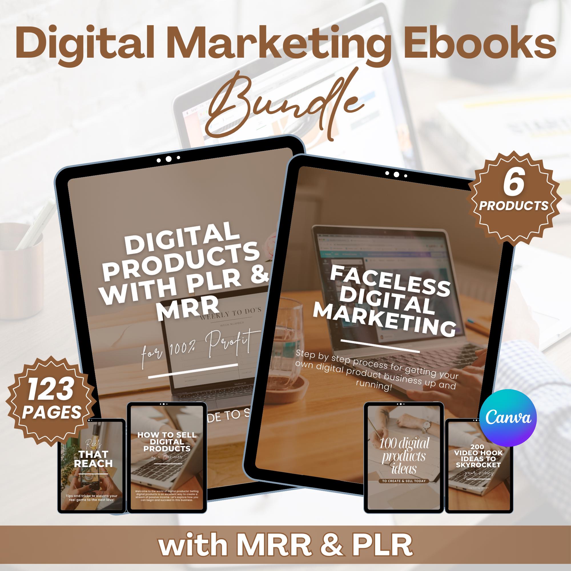 Ultimate Digital Marketing Ebook Bundle | 6 Canva Editable PLR & MRR ...