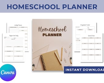 Druckbarer Homeschool Planner PDF, Akademischer Stundenplaner, Canva Editierbarer Lehrerplaner, Homeschooling Stundenplan