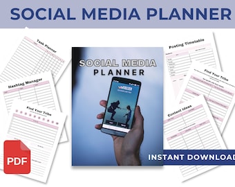 Printable Social Media Content Planner PDF, Ready to print Instagram Posts planner, Content Planner Instagram, Youtube, Pinterest, TikTok