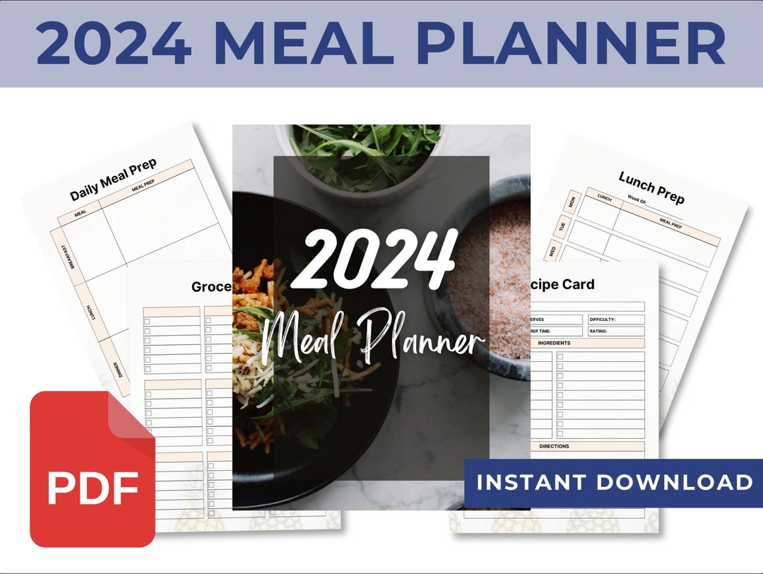 Printable 2024 Meal Planner PDF Meal Planner and Grocery Etsy