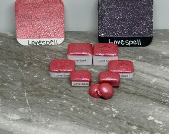 Lovespell - roze/rode metallic glanzende aquarelverf - LinabeansStudio