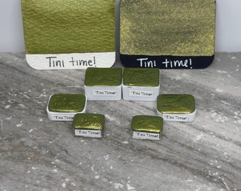 Tini-tijd! - Olijfgroene metallic aquarelverf - LinabeansStudio