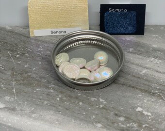 Serena- blauw/goud/wit Kleurverschuiving aquarelverf- LinabeansStudio