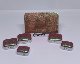 Croton- rood/groen kleurverschuiving aquarelverf- LinabeansStudio