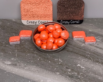 Crazy Coral- oranje/koraalglans metallic aquarelverf - LinabeansStudio