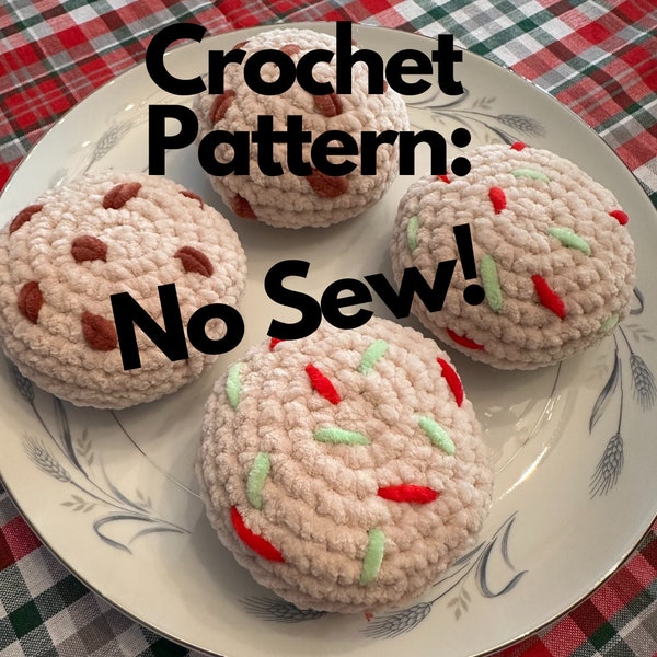 Crochet Chocolate Chip Cookie Pattern! No Sew! Can also be a Sprinkle Cookie! Crochet Pattern!