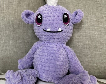 Cute Crochet Purple Monster Plushie! Handmade!