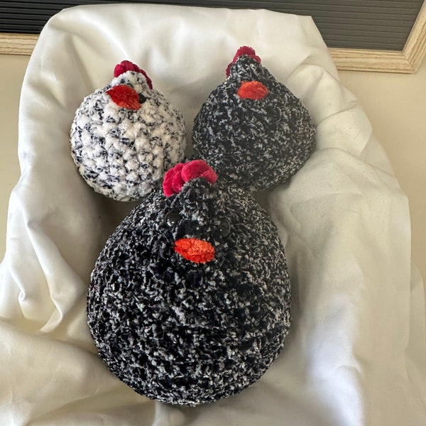 Crochet Chicken Plushies! Buy one or buy all three! Crochet Chickens! Cute Plushies!