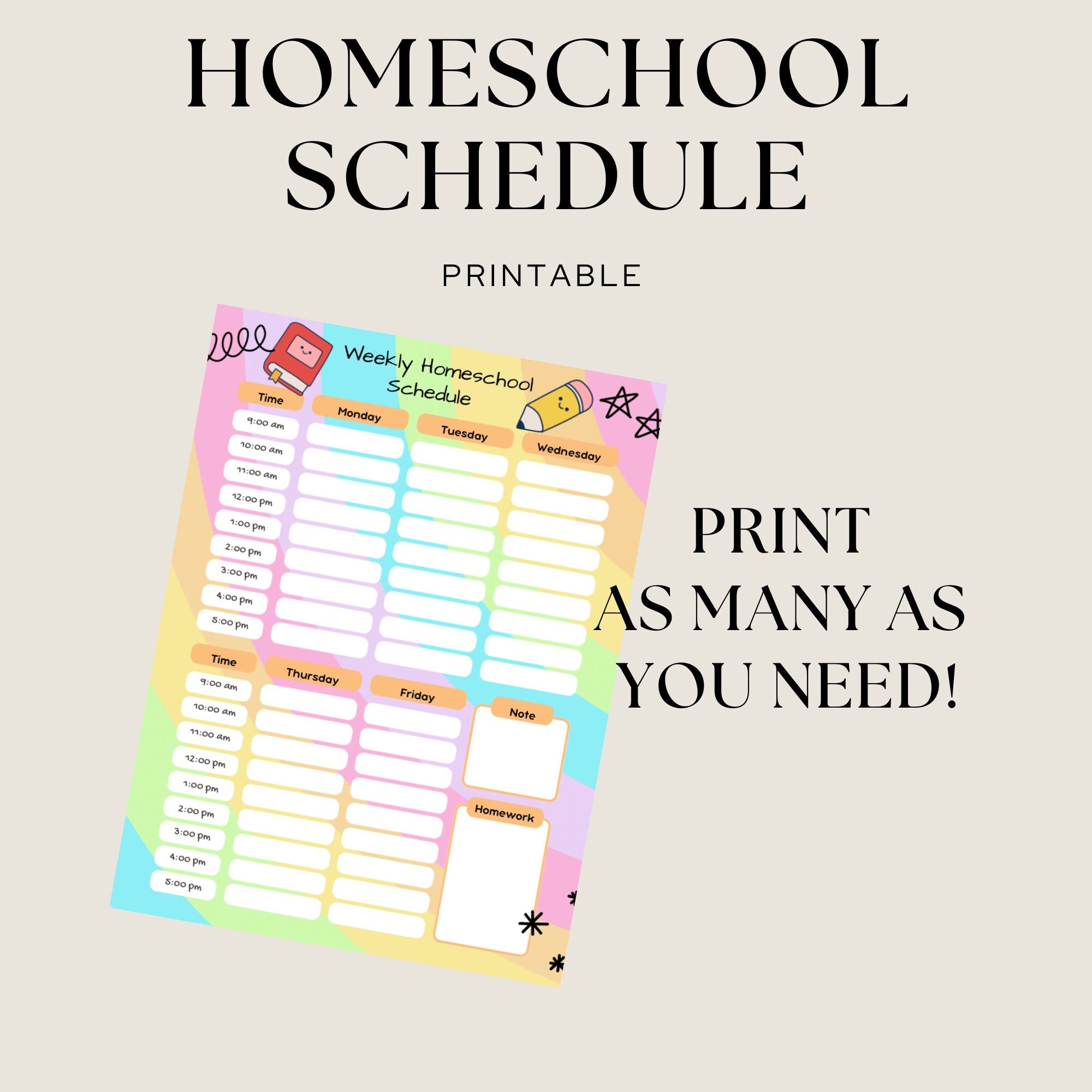 Organize Your Week With Our Printable Homeschool Schedule! - Etsy