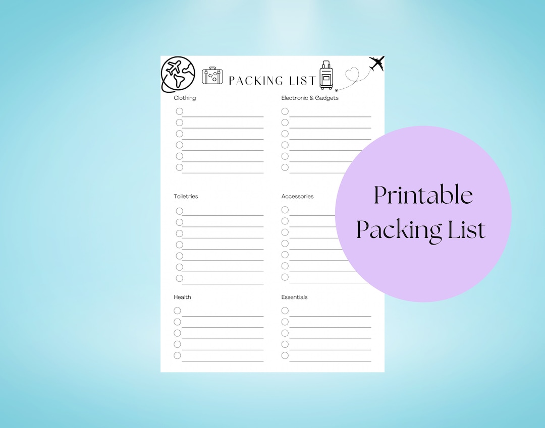 Travel Packing List Printable: Simplify Your Journey With Our Handy PDF ...