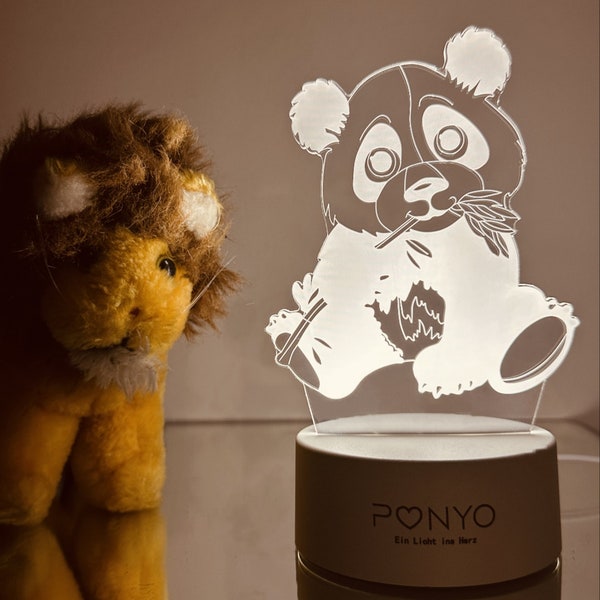 Lampe 3D PONYO, PANDA Parfait pour les cadeaux d'anniversaire, décoration, lampe illusion 3D, pour enfants, hommes et femmes