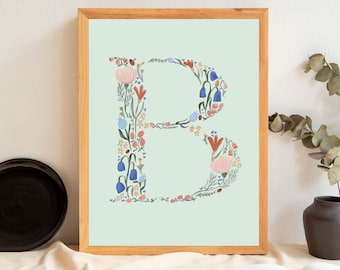 Floral Letter Print "B"