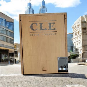 Empty C.L.E. Cigar Company Cigar Box: Connecticut 60×6.  Velvet Lining Available.