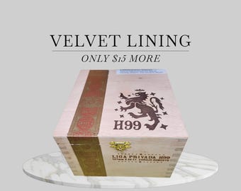 Cigar Box: Empty Drew Estate Liga Privada H99 CT Corojo Robusto.  Velvet Lining Available.  Esteli, Nicaragua