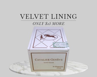 Cigar Box: Empty Cavalier Geneve White Series Elegantes.  Velvet Lining Available.  Honduras