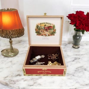 Trinket/Keepsake Box made from a JC Newman Cigar Co Brick House Toro Wood Cigar Box.  Perfect gift for men or women. Tobacciana, Cigar box