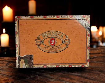 Empty My Father Fonseca Belicosos Cigar Box. Nicaragua tobacciana perfect gift box arts crafts storage keepsake