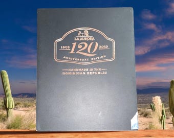 Empty La Aurora 120th Anniversary Edition Churchill Cigar Box.  Dominican Republic, tobacciana perfect gift box arts crafts storage keepsake