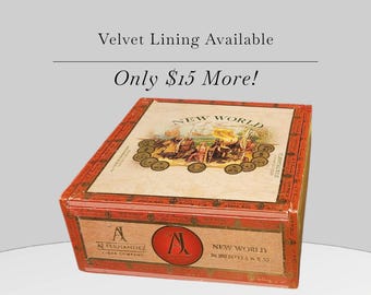 Cigar Box: Empty AJ Fernandez New World Robusto.  Velvet Lining Available.  Nicaragua