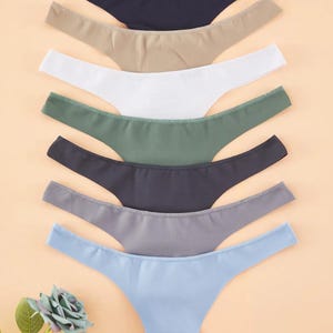 Multi-Colored 7-Pack Seamless/Non-Trace Laser Cut Micro Thong Knit Panties