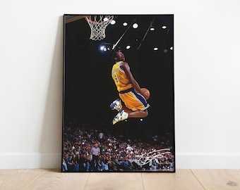 Cartel de Kobe Bryant, cartel firmado de la NBA de Kobe Bryant, decoración de pared de regalo de baloncesto, arte de pared exclusivo de Kobe Bryant
