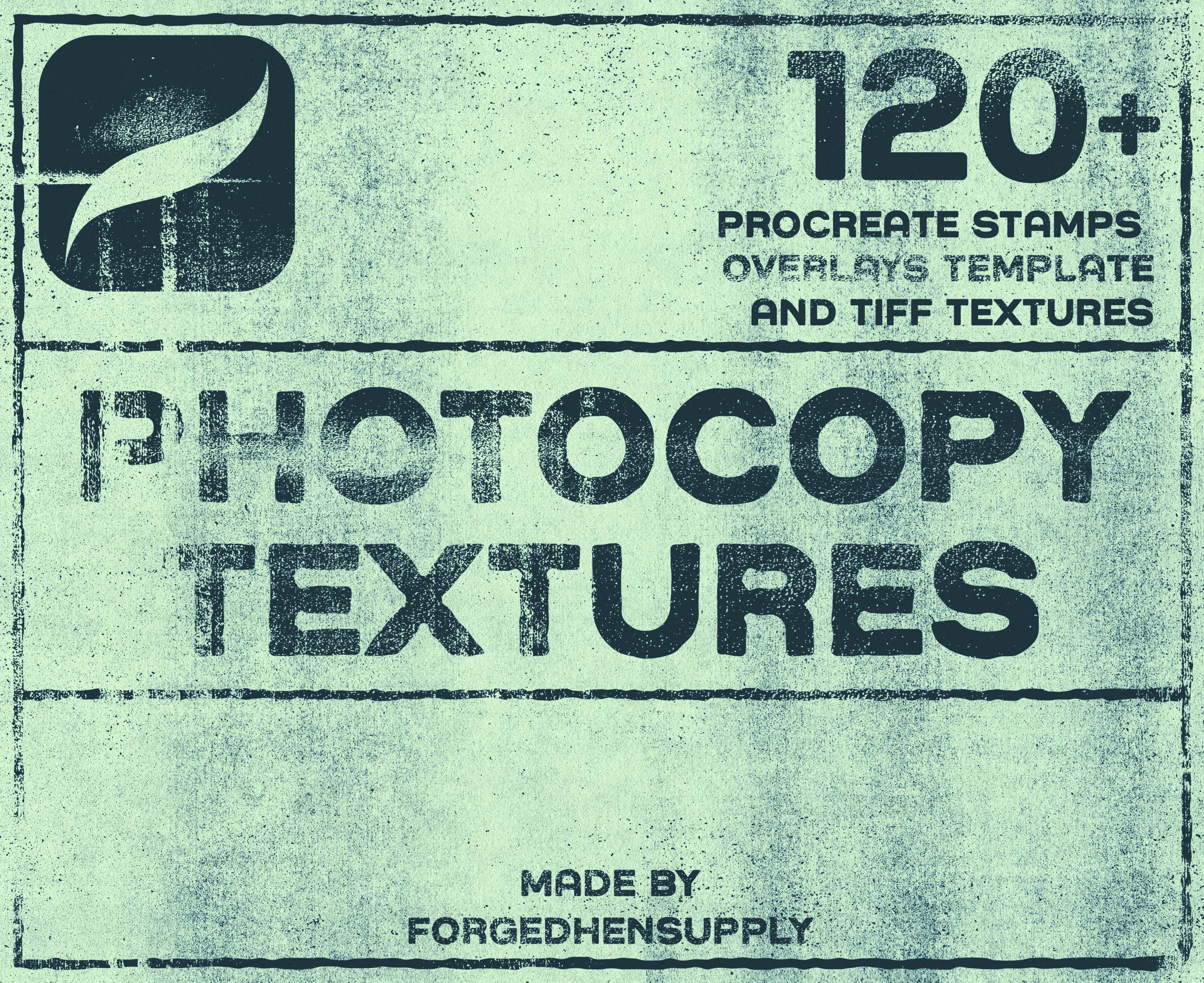 120+ Texturas de Fotocopia para Procreate – Sellos y Overlays de Textura Retro Grunge
