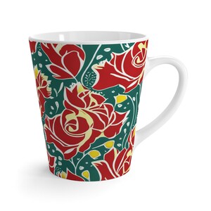 Floral Latte Mug Gift for Her Flowers Mug Coffee Mug Latte Cup Flower Pattern Coffee Mug Flower Gift Flower Latte Mug Floral Design Present