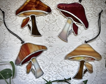 Stained Glass Mushroom Suncatcher