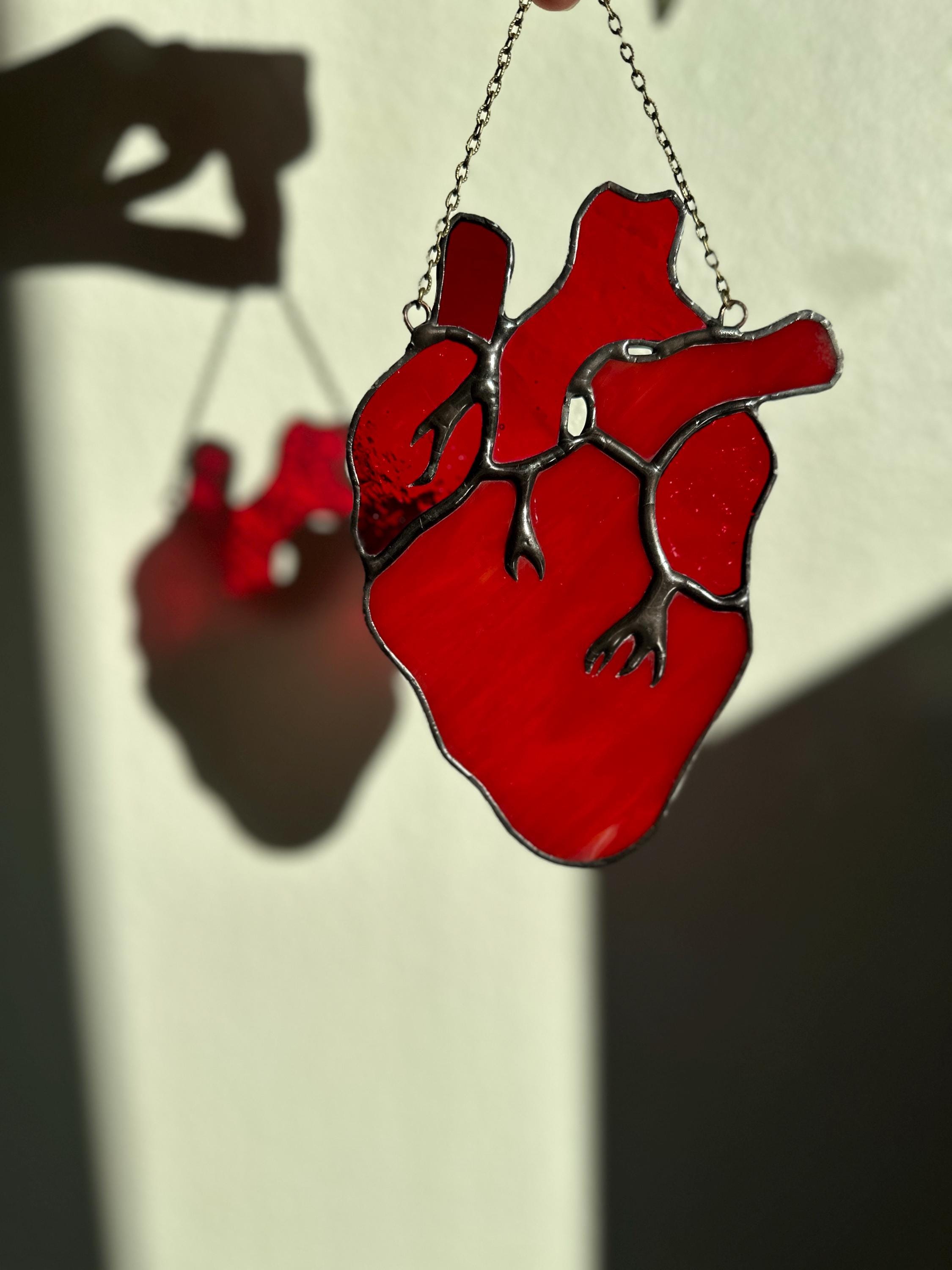 Anatomical Heart Stained Glass Suncatcher | Handmade Gothic