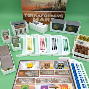 Terraforming Mars - Plateaux de jeu de société, fonctionne avec plusieurs extensions (voir ci-dessous), cartes avec pochette, plateaux de joueur double couche !