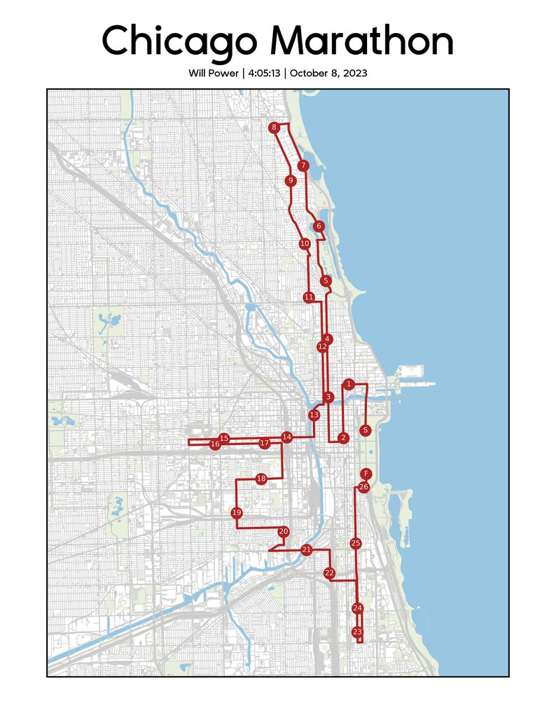 Chicago Marathon 2025 Custom Map Print Etsy