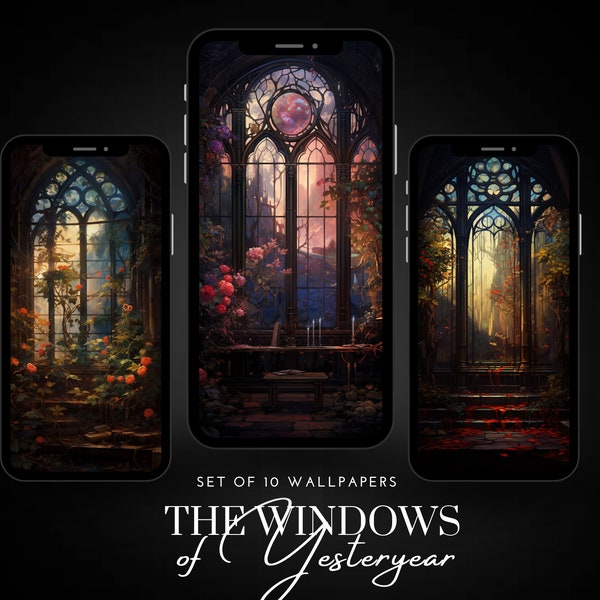 The Windows of Yesteryear || Dark Academia Phone Backgrounds ||Romantic, Vintage Aesthetic Wallpaper Set || For Smartphone, Android & iPhone
