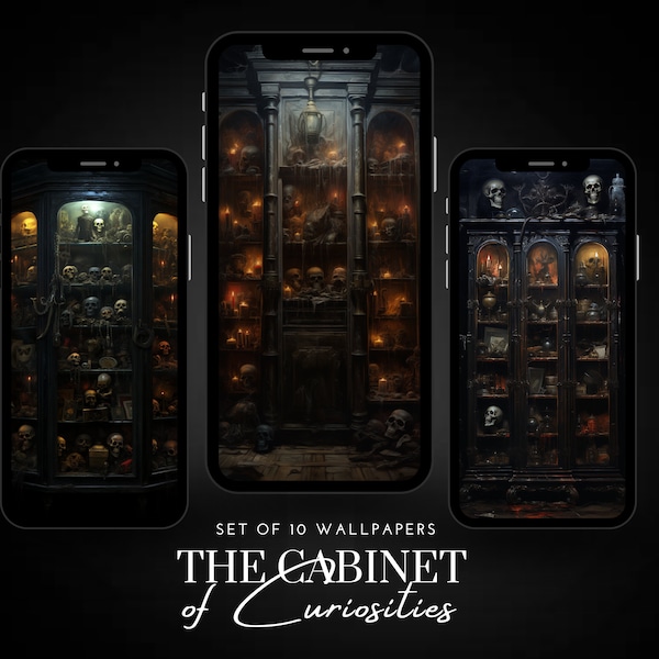 The Cabinet of Curiosities || Dark Academia Phone Backgrounds || Romantic, Vintage Aesthetic Wallpaper Set || For Android and iPhone