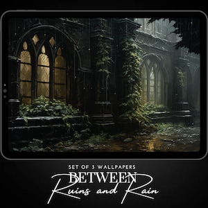 Between Ruins and Rain || Dark Academia Tablet Backgrounds || Romantic, Vintage Aesthetic Wallpaper Set || For Tablets and iPads
