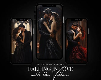 Falling in Love with the Villain |Dark Academia Phone Background |Romantic, Vintage Aesthetic Wallpaper Set |For Smartphone,Android & iPhone