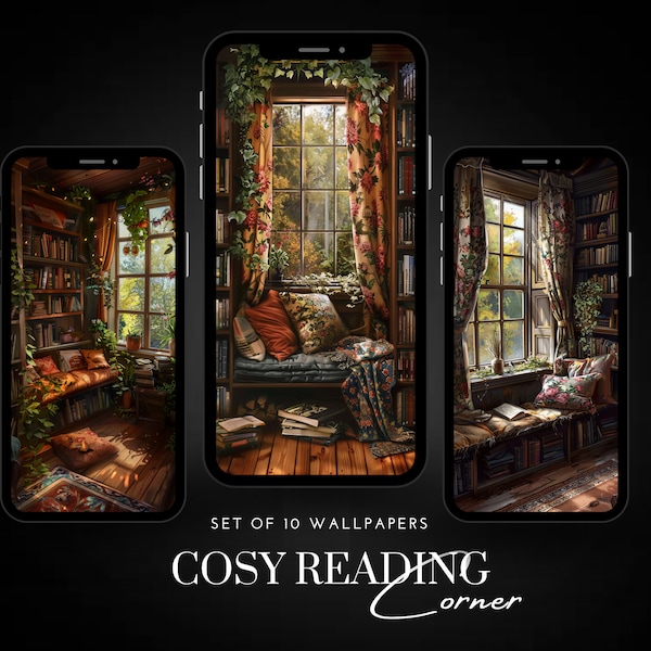 Cosy Reading Corner || Cottagecore Phone Backgrounds || Romantic, Vintage Aesthetic Wallpaper Set || For Smartphone, Android and iPhone