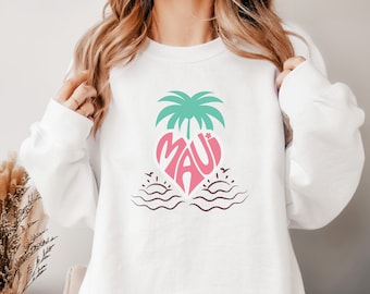 Sweat-shirt Maui, Cadeau hawaïen, Sweat-shirt Hawaï, Vacances à la plage, Sweat-shirt graphique, Sweat-shirt tendance, Sweat-shirt esthétique, Maui State