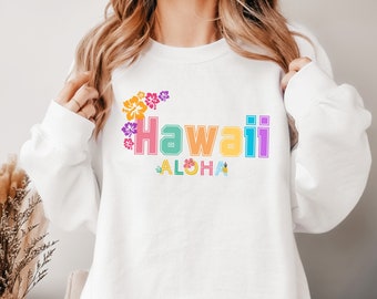 Hawaii Sweatshirt, Hawaiian Gift, Oversized Crewneck Sweatshirt, Beach Vacation, Graphic Sweatshirt, Trendy Sweatshirt, Aesthetic Sweatshirt
