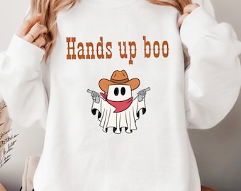 Handen omhoog boo Sweatshirt, Halloween Gift, Spooky Season, Halloween Cowboy, Cute Halloween, Shirt voor Halloween, Halloween Sweatshirt, Western
