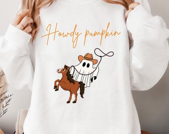 Howdy Pumpkin Sweatshirt, Halloween Cadeau, Spooky, Halloween Cowboy, Cute Halloween, Shirt voor Halloween, Halloween Sweatshirt, Western