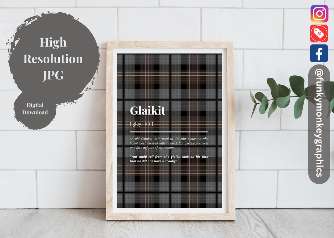 Glaikit Scottish Word Poster Scottish Wall Art Scottish Etsy
