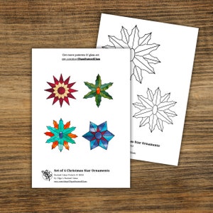 Stained Glass Ornament Pattern Set, Snowflake Pattern for Stained Glass, Stain Glass Pattern, Glass Holiday Decor, Winter Glass Template Set