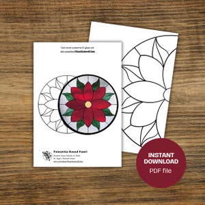 Poinsettia Stained Glass Pattern: Holiday Decor Template (Digital Download)