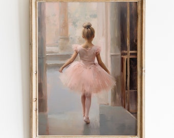 Vintage Ballet Nursery Printable Wall Art, Pink Ballet Girly Room Decor, Preppy Ballerina Poster, Pink Nursery Wall Art Digital Download
